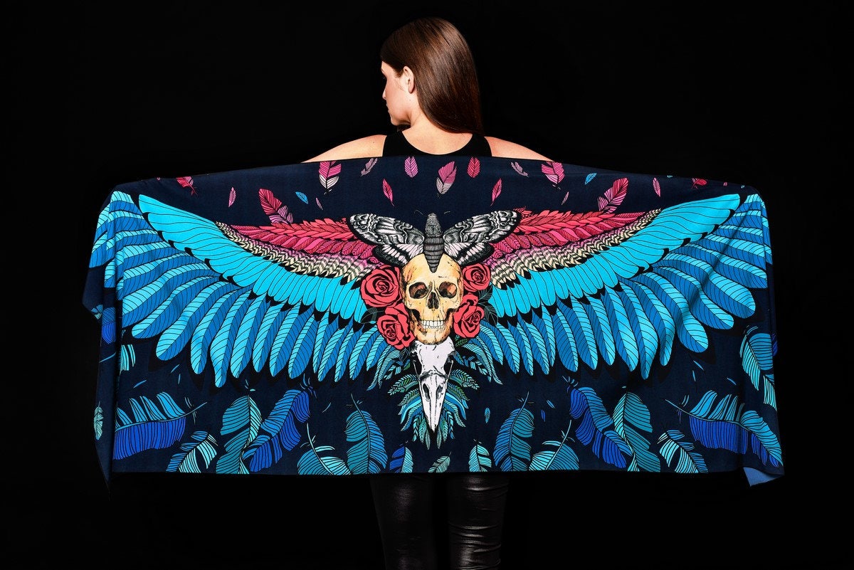 SKULL & WINGS Chiffon Shawl