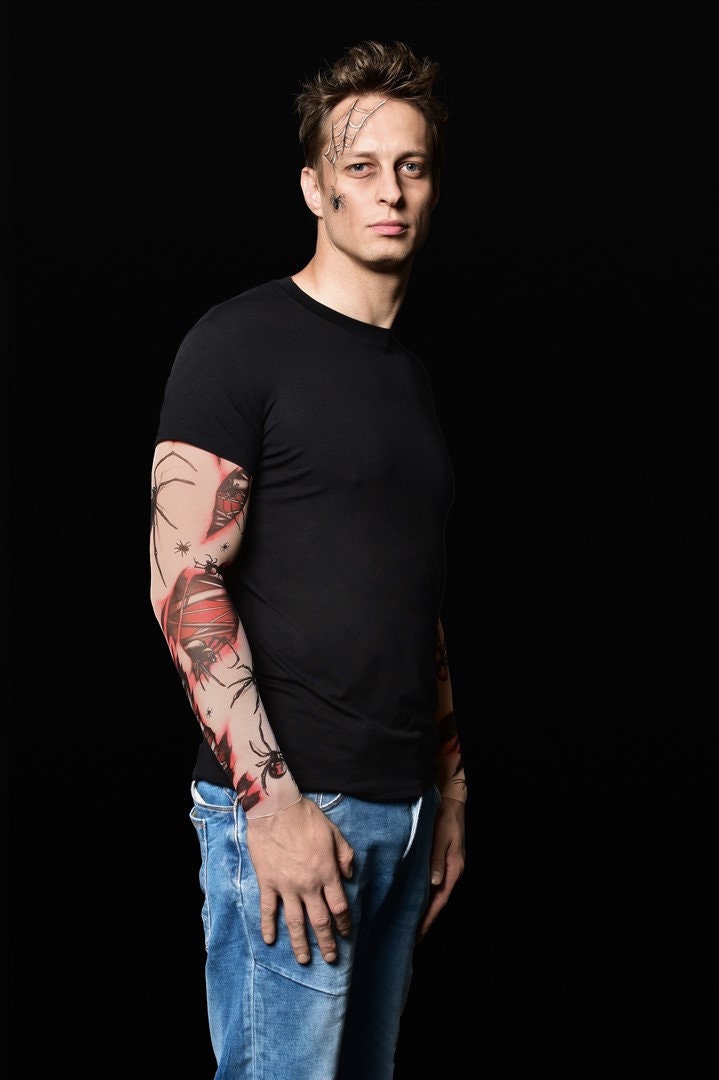 SPOOKY SPIDERS Tattoo T-shirt for Men