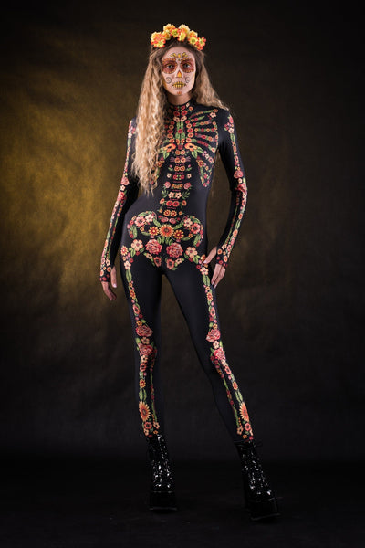 Yellow FLOWER SKELETON Costume for Women