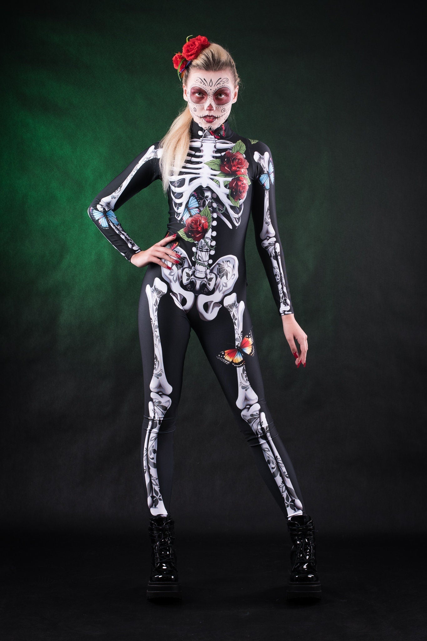 ROSES & BUTTERFLIES SKELETON Costume for Women - Style Solo or Set