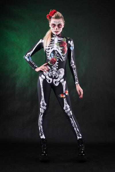 ROSES & BUTTERFLIES SKELETON Costume for Women - Style Solo or Set