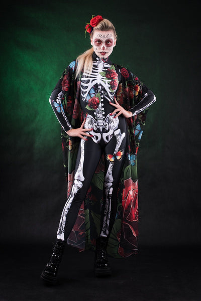 ROSES & BUTTERFLIES SKELETON Costume for Women - Style Solo or Set