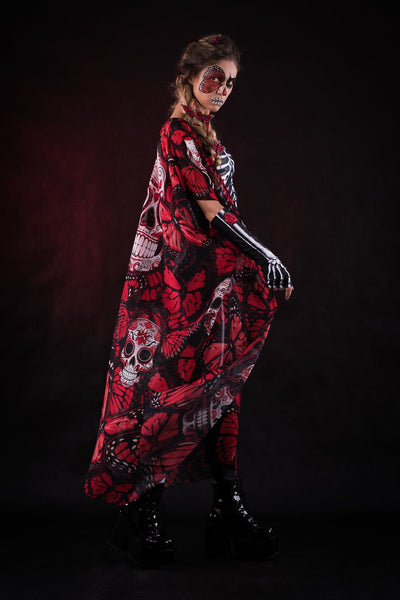 RED BUTTERFLIES Scoop Neck Jumpsuit & Gloves - Style Solo or Set