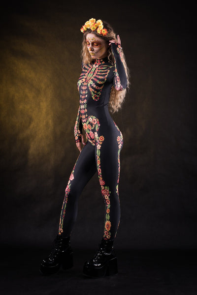 Yellow FLOWER SKELETON Costume for Women