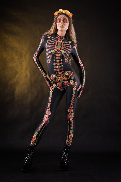 Yellow FLOWER SKELETON Costume for Women