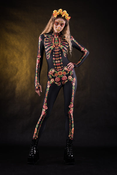 Yellow FLOWER SKELETON Costume for Women