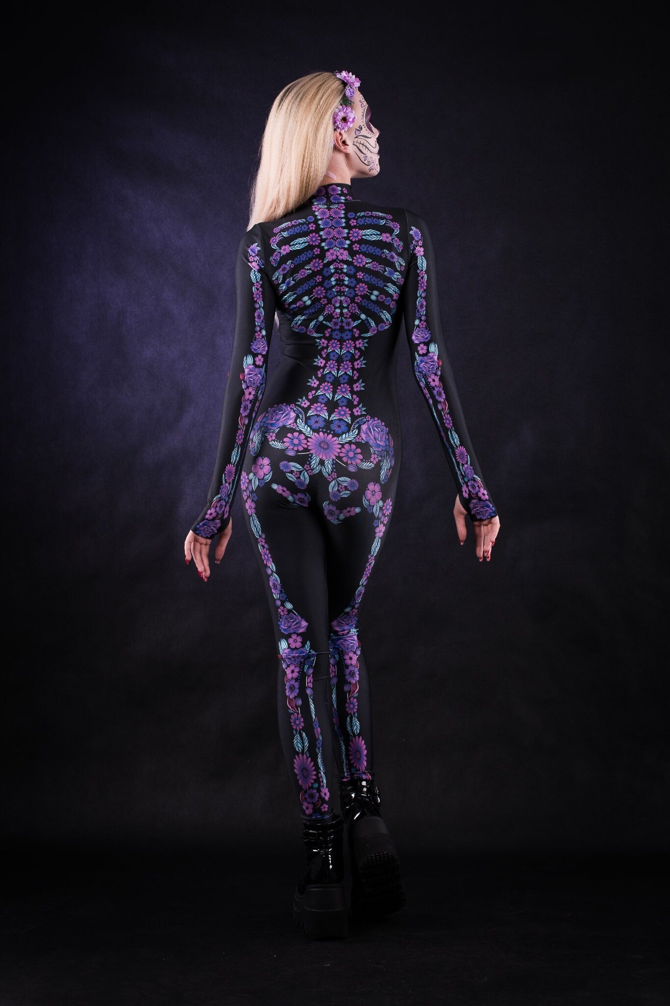Purple FLOWER SKELETON Costume for Women