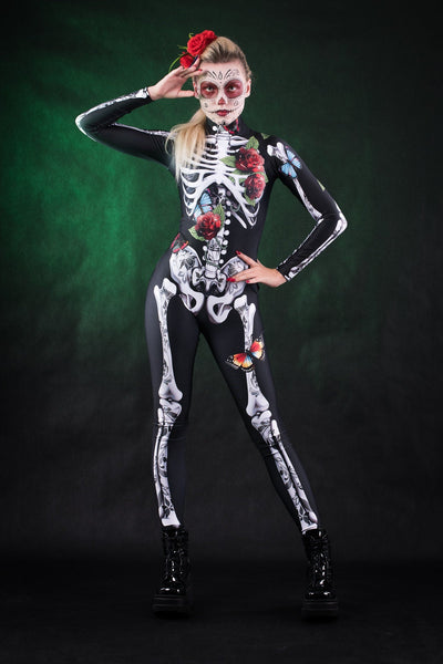 ROSES & BUTTERFLIES SKELETON Costume for Women - Style Solo or Set
