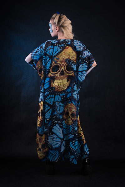 BLUE BUTTERFLIES Scoop Neck Jumpsuit & Gloves - Style Solo or Set