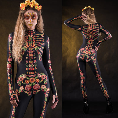 Yellow FLOWER SKELETON Costume for Women