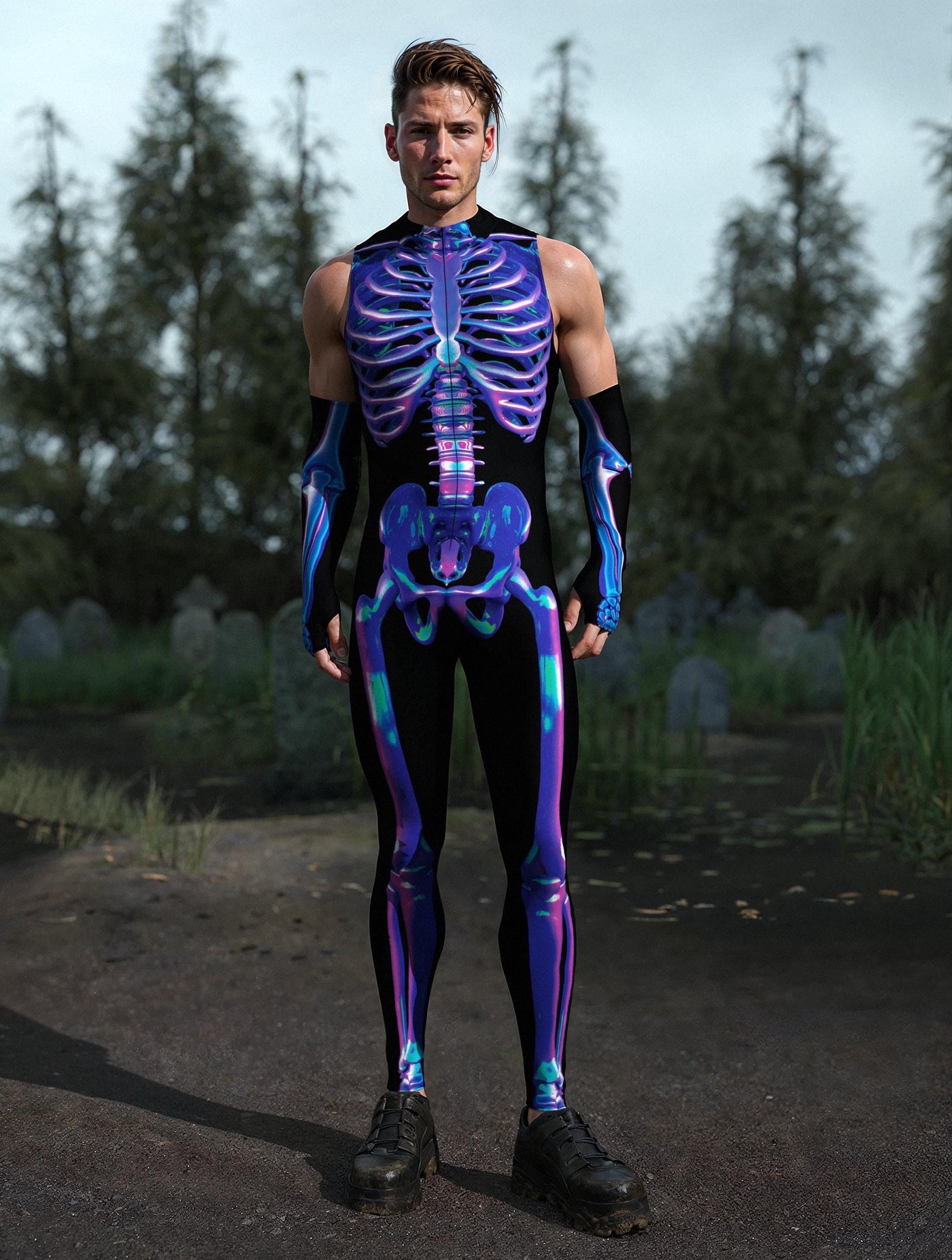 Shifty Skeleton Male Sleeveless Costume