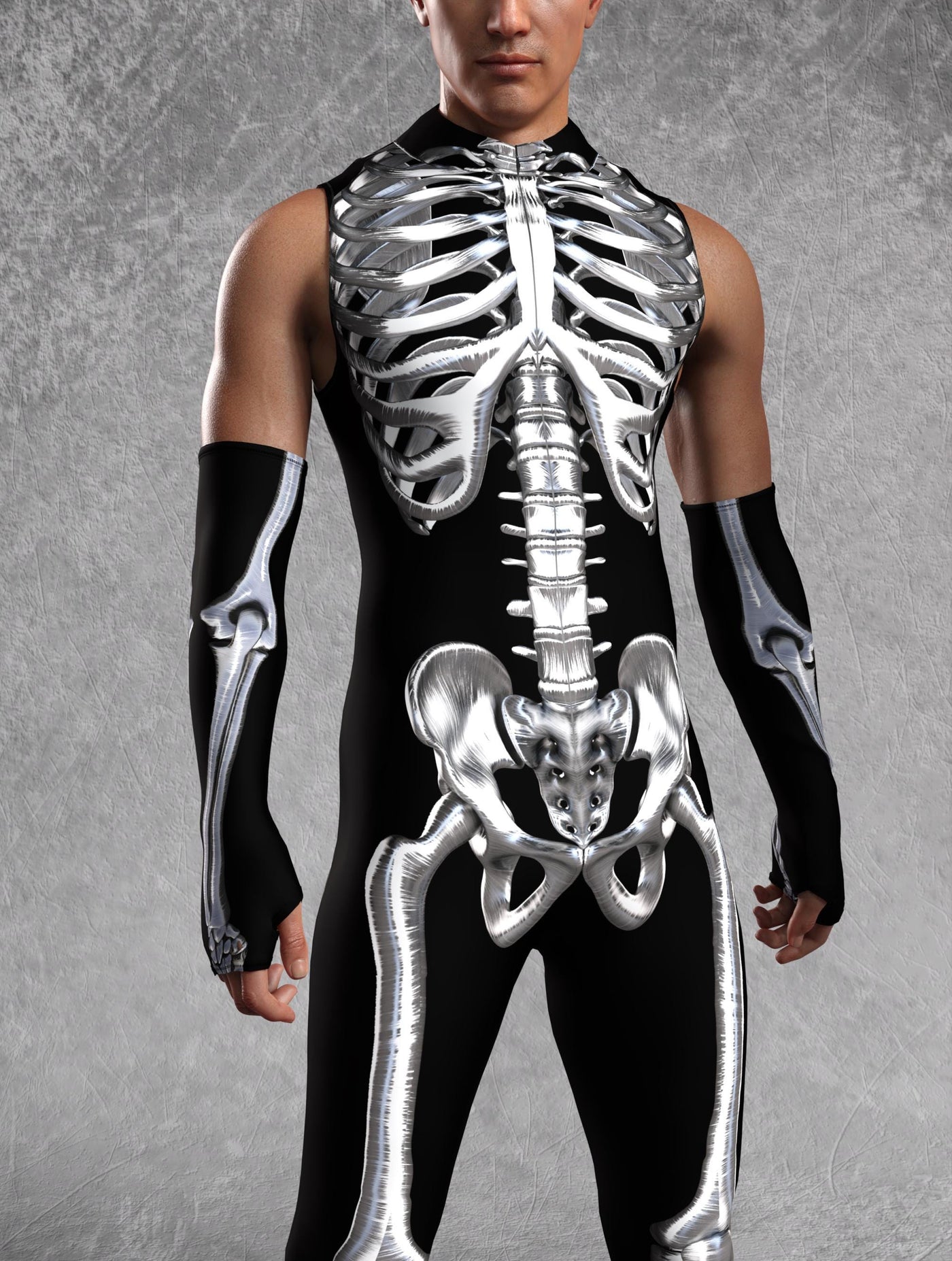 Silver Candy Skeleton Male Sleeveless Costume