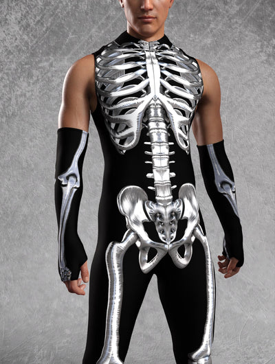 Silver Candy Skeleton Male Sleeveless Costume