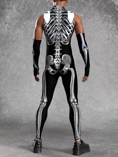 Silver Candy Skeleton Male Sleeveless Costume