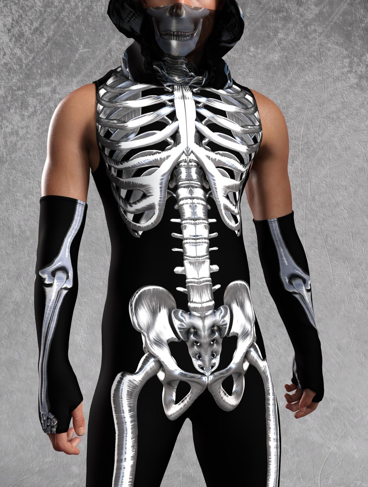 Silver Candy Skeleton Male Sleeveless Costume