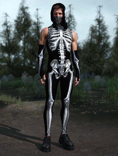 Silver Candy Skeleton Male Sleeveless Costume