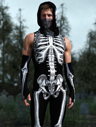 Silver Candy Skeleton Male Sleeveless Costume