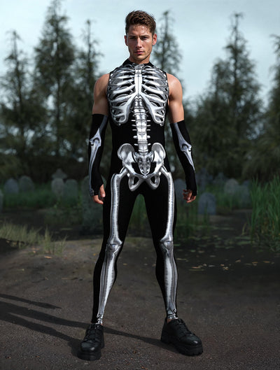 Silver Candy Skeleton Male Sleeveless Costume