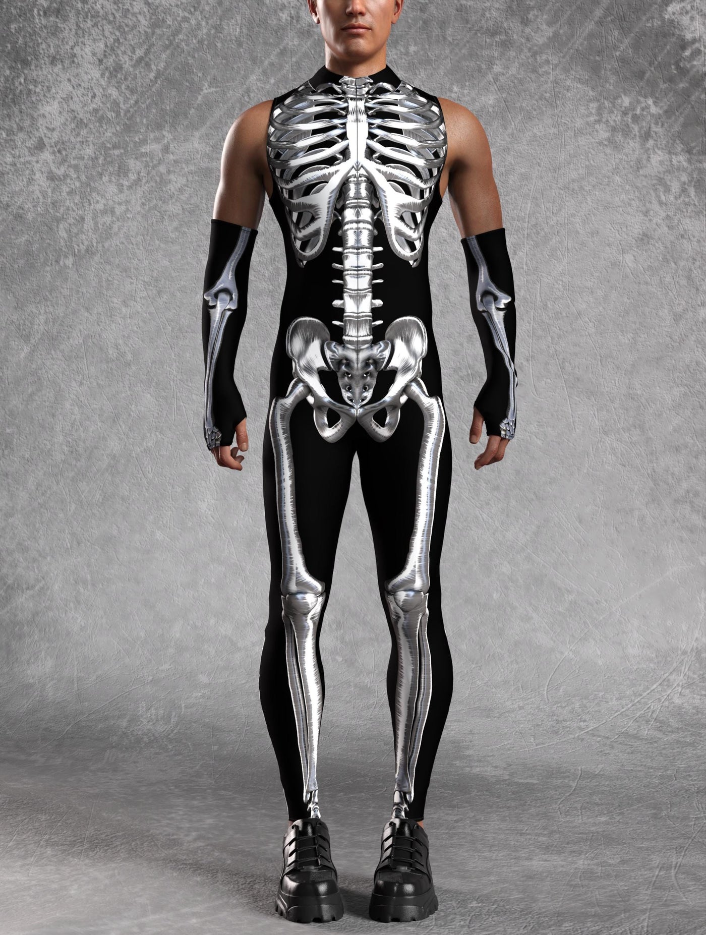 Silver Candy Skeleton Male Sleeveless Costume