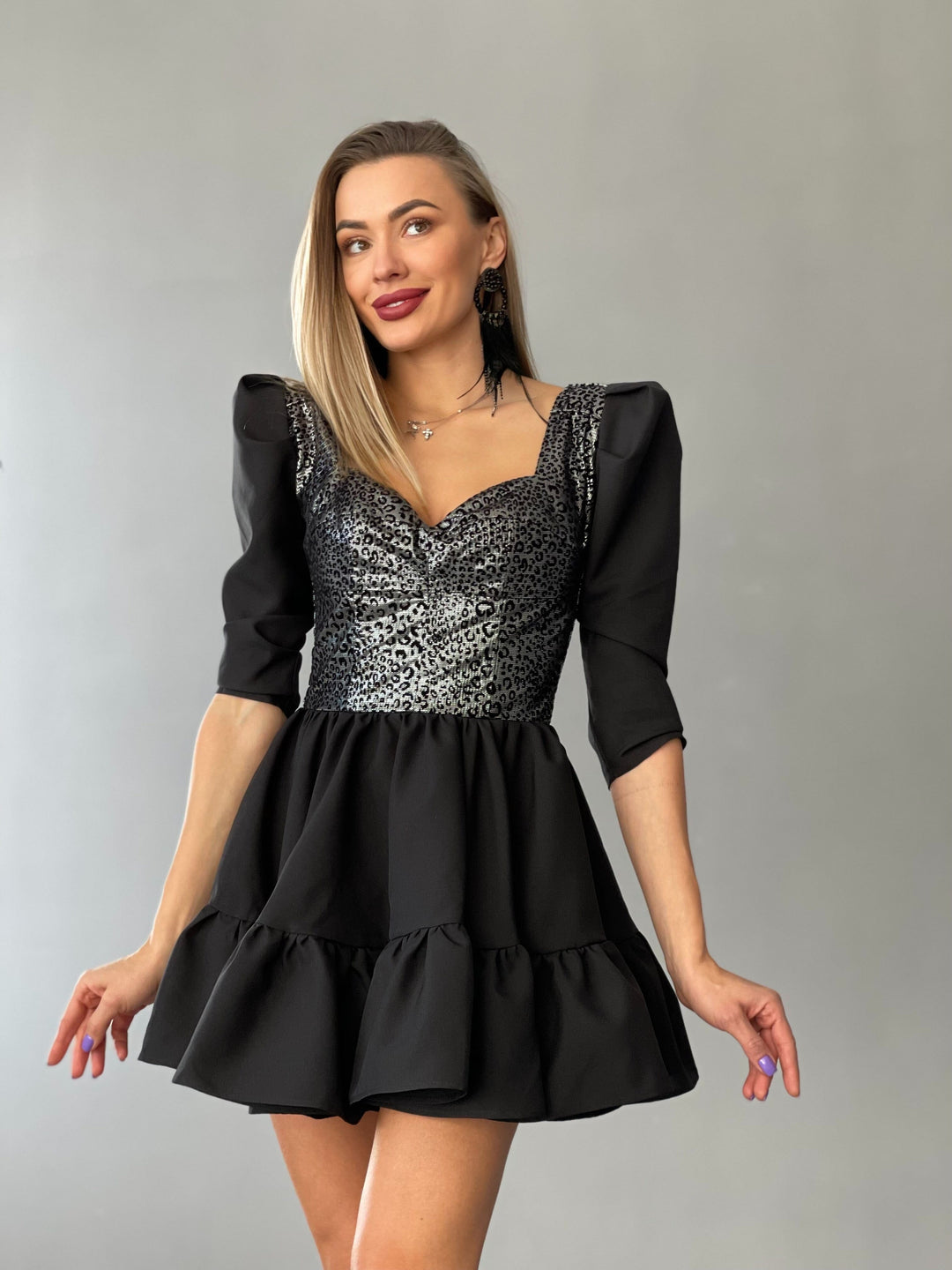 Silver Top Mini Dress - Celestia Couture