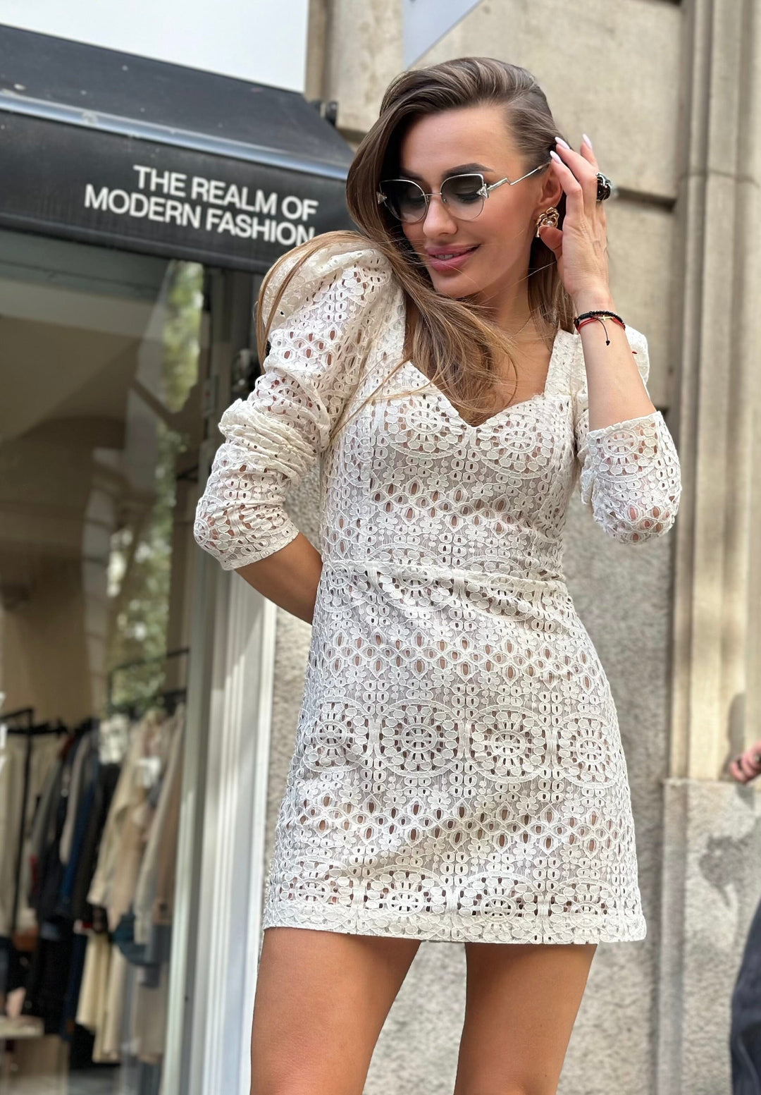 Lace Short Dress (2) - Celestia Couture