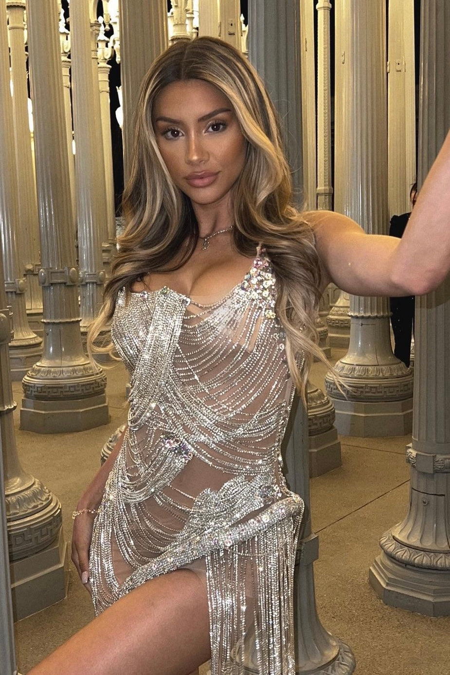 Onyx Strapless Crystal Fringe Mini Dress As Seen On Carolina Delgado