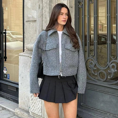 Mila Women Elegant Long Sleeve Wool Jacket