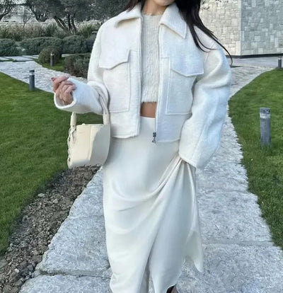 Mila Women Elegant Long Sleeve Wool Jacket