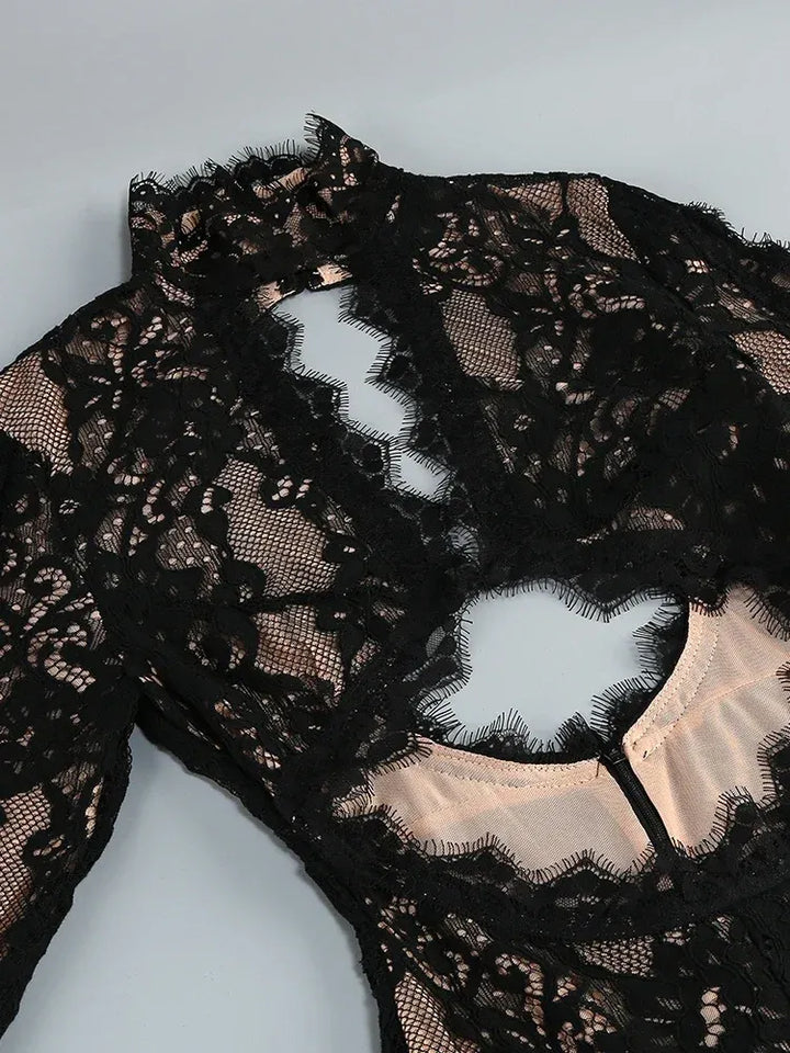 Valentina Black Lace Maxi Dress