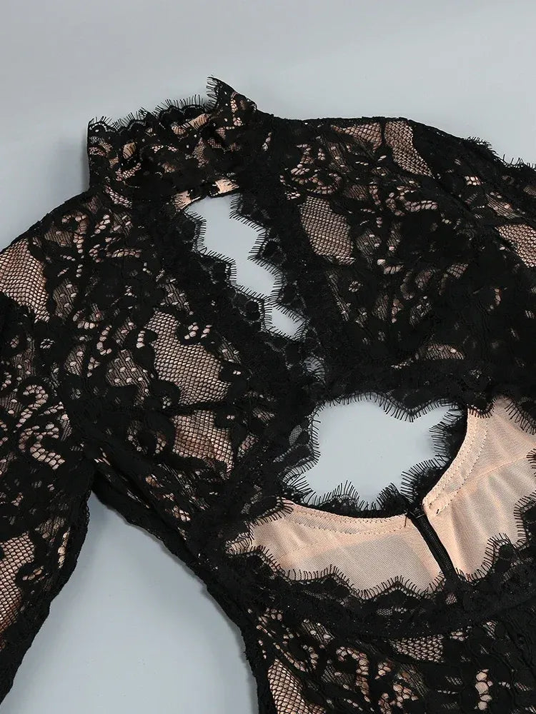 Valentina Black Lace Maxi Dress