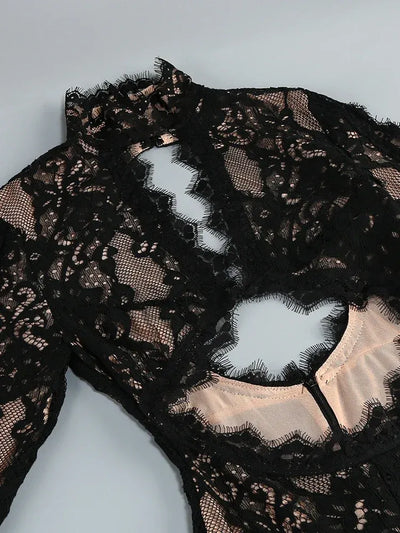Valentina Black Lace Maxi Dress