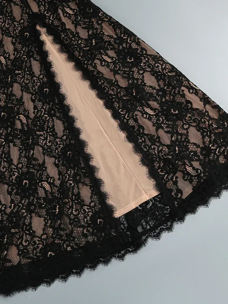 Valentina Black Lace Maxi Dress