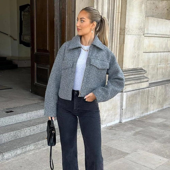 Mila Women Elegant Long Sleeve Wool Jacket