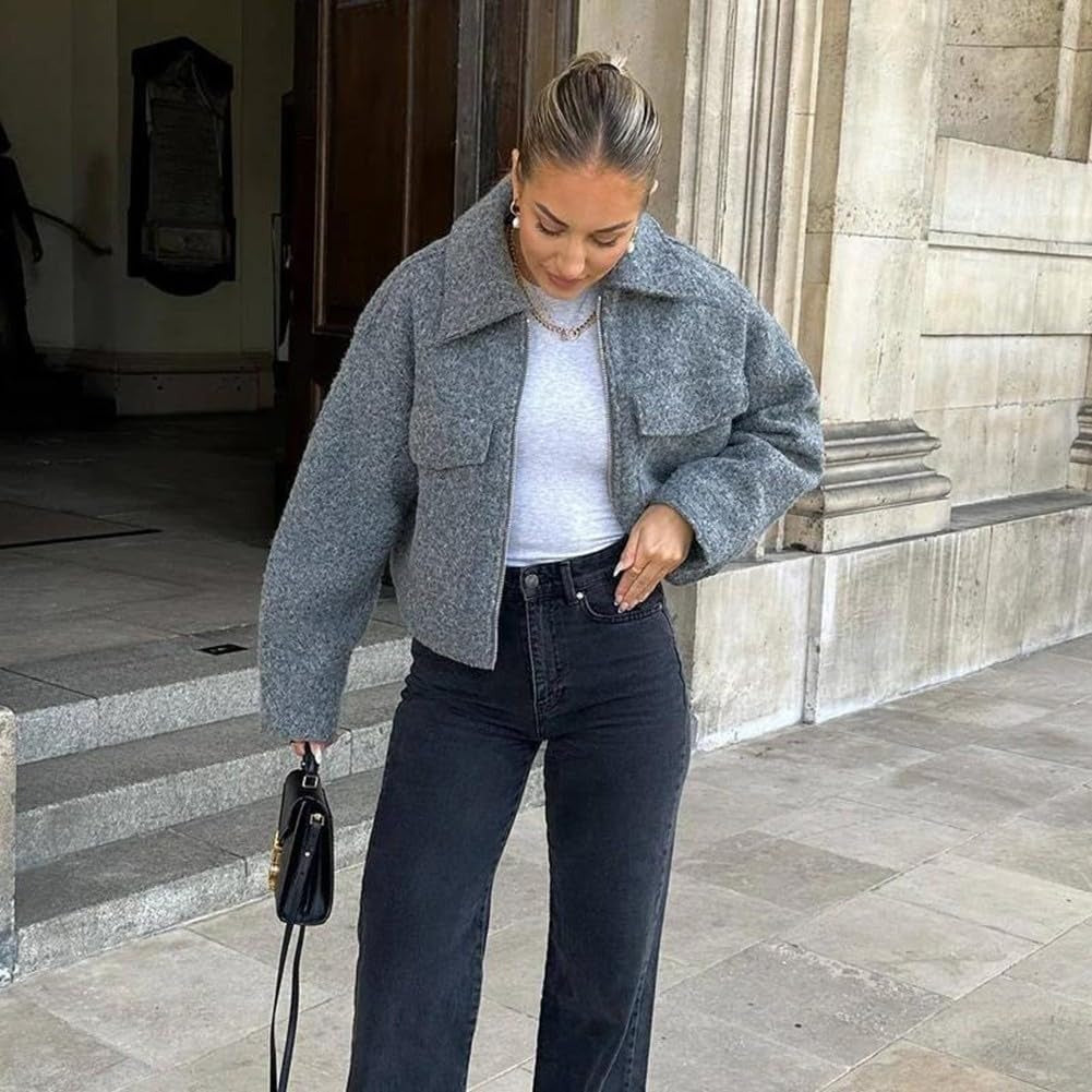 Mila Women Elegant Long Sleeve Wool Jacket