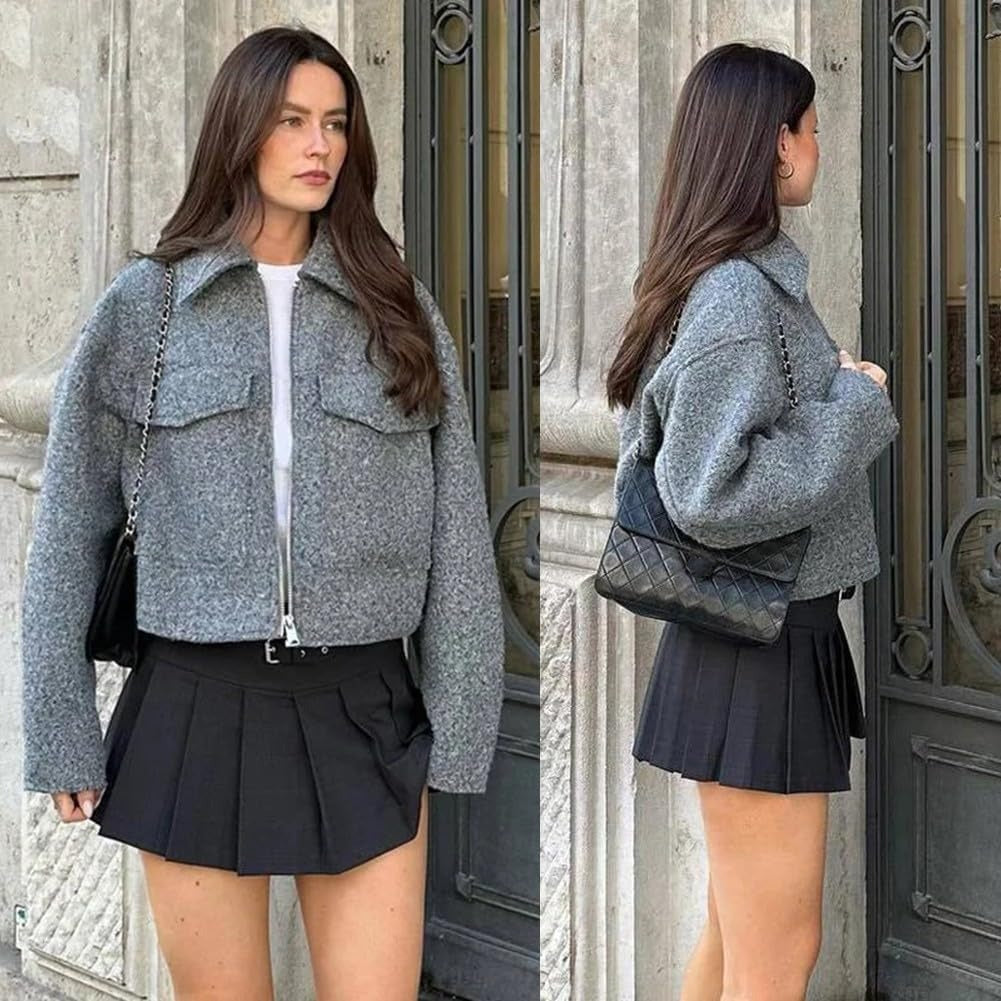 Mila Women Elegant Long Sleeve Wool Jacket