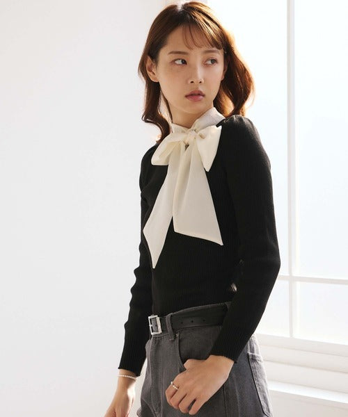 Knit Cardigan With Ribbon