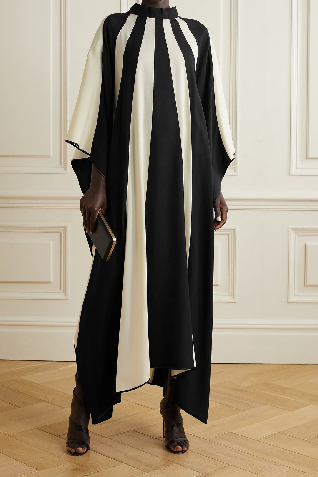 Statement Black and White Satin Silk Kaftan