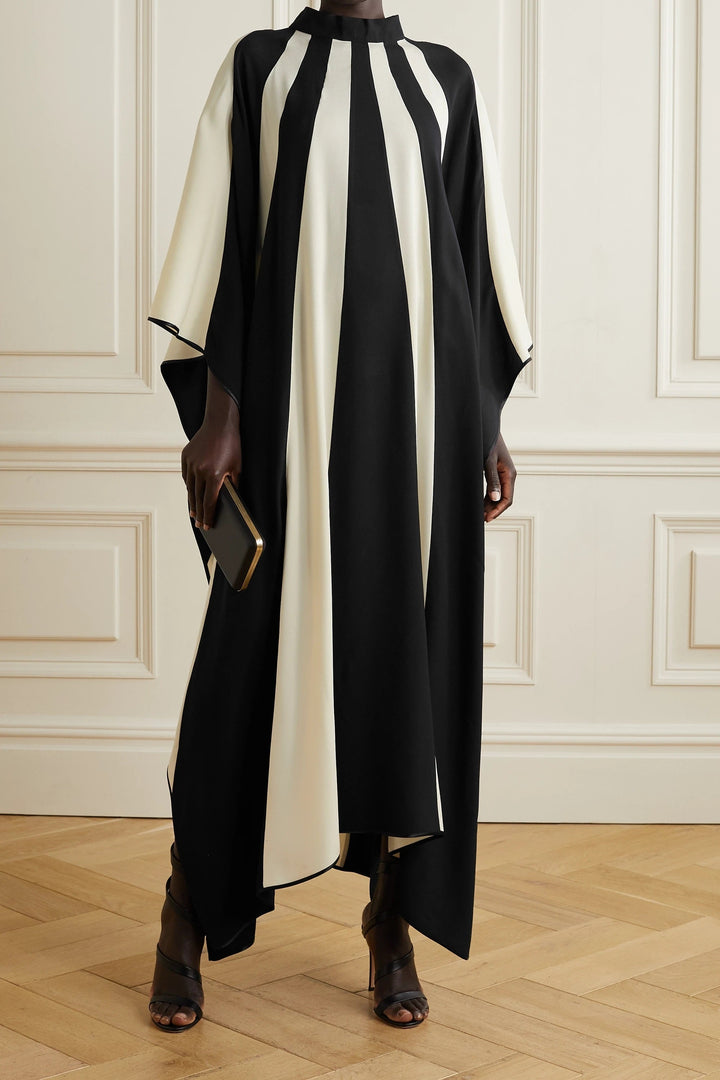 Statement Black and White Satin Silk Kaftan