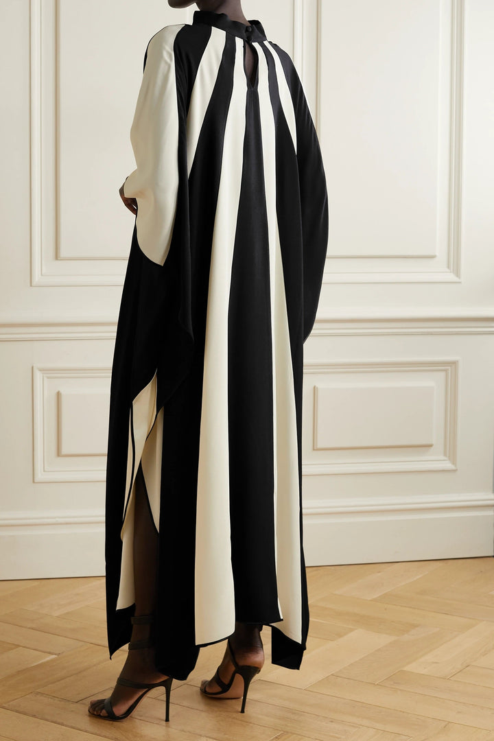 Statement Black and White Satin Silk Kaftan
