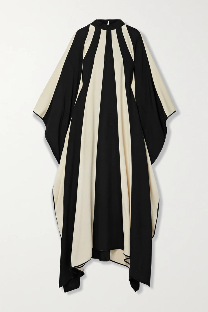 Statement Black and White Satin Silk Kaftan