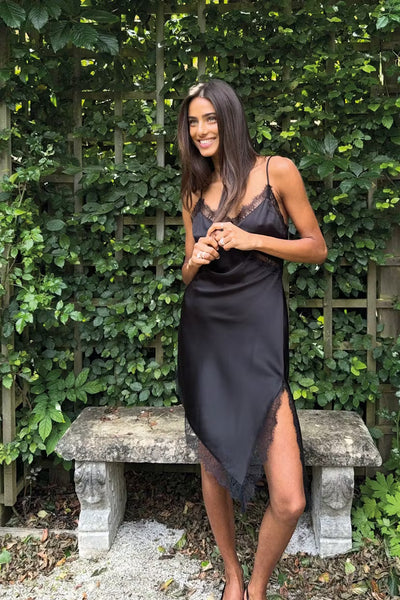 Sofie Satin Dress- Black