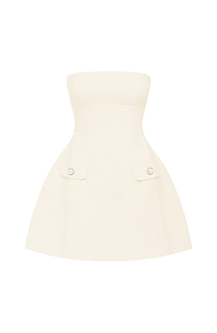 Lottie Mini Dress - Ivory - Celestia Couture