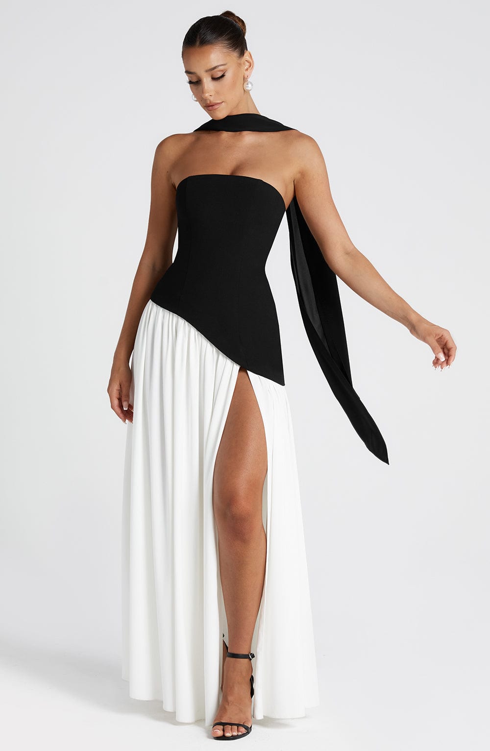 Aliyah Maxi Dress - Black/White - Celestia Couture