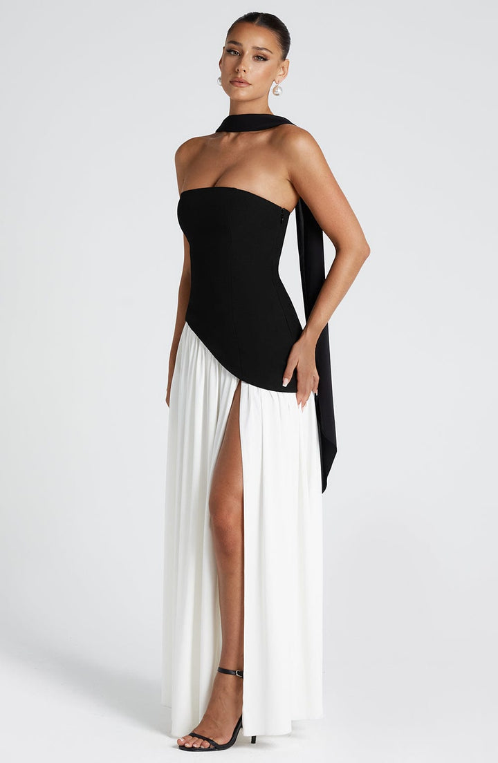 Aliyah Maxi Dress - Black/White - Celestia Couture