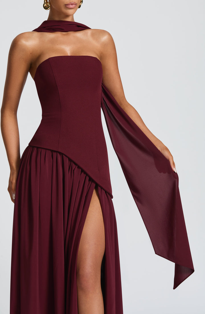 Aliyah Maxi Dress - Cherry Lacquer - Celestia Couture