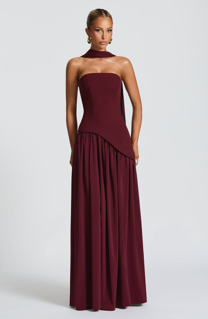 Aliyah Maxi Dress - Cherry Lacquer - Celestia Couture