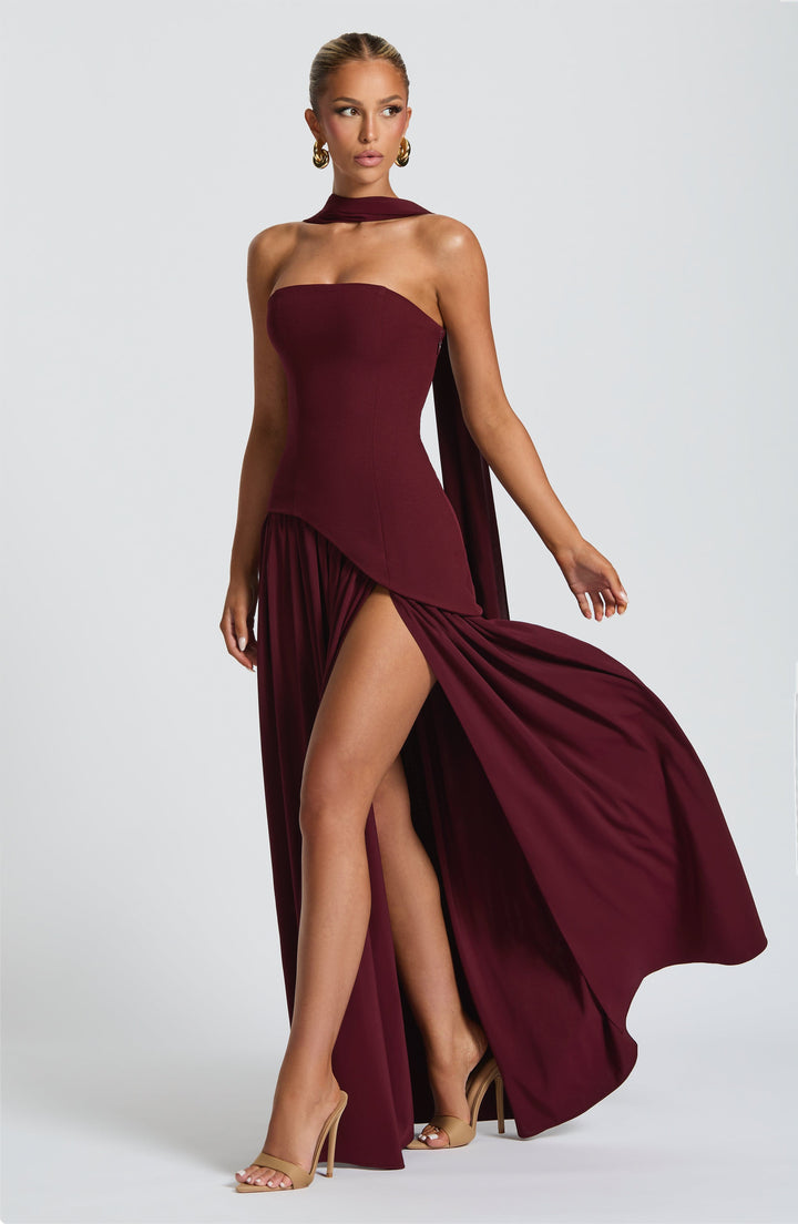 Aliyah Maxi Dress - Cherry Lacquer - Celestia Couture