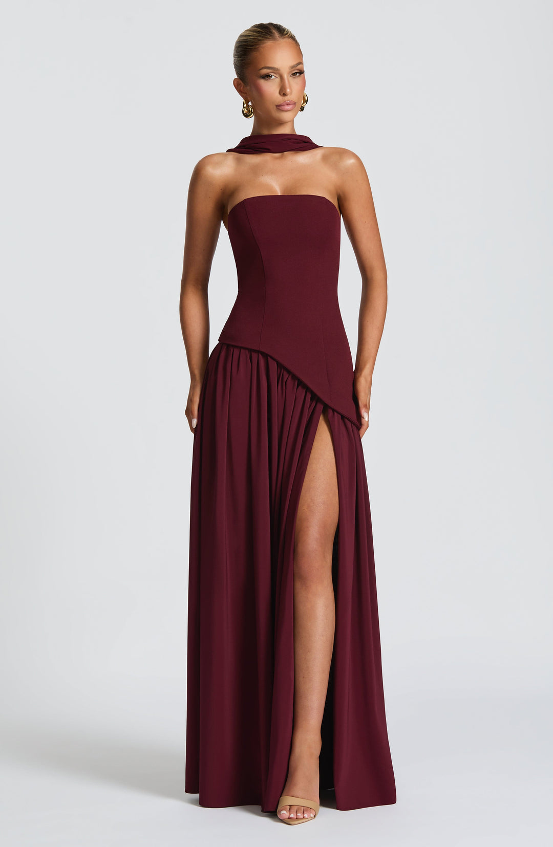 Aliyah Maxi Dress - Cherry Lacquer - Celestia Couture