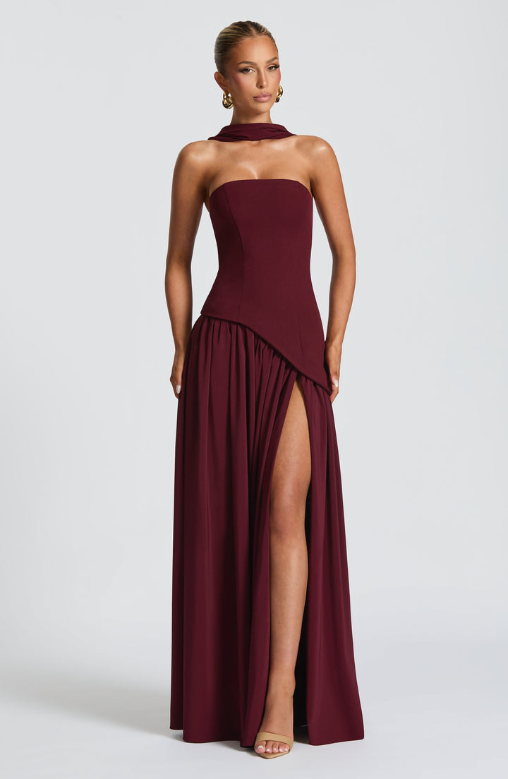 Aliyah Maxi Dress - Cherry Lacquer - Celestia Couture