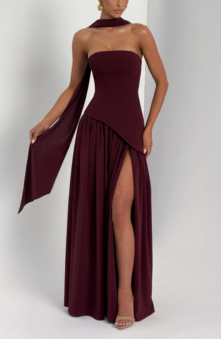 Aliyah Maxi Dress - Cherry Lacquer - Celestia Couture